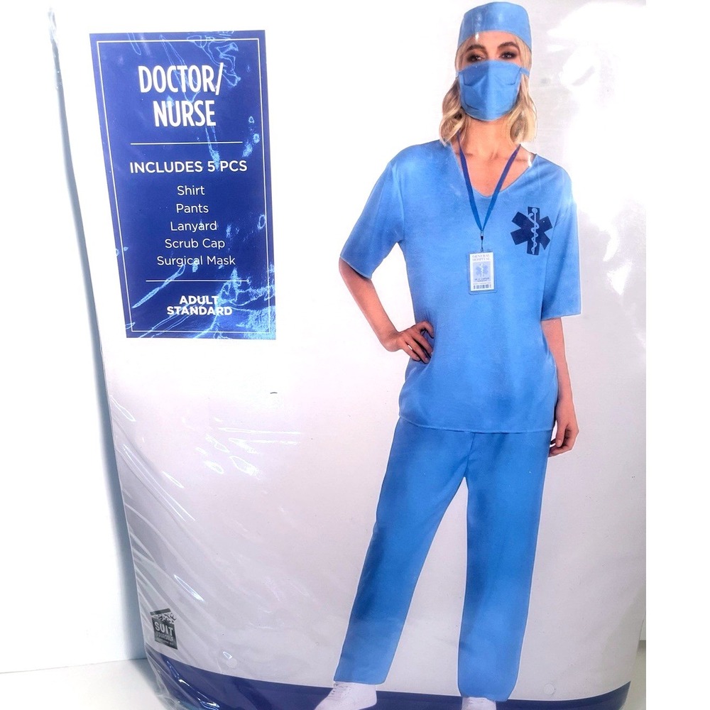 InCharacter Doctor Nurse Scrubs Halloween Costume Women Standard 5 Piece New